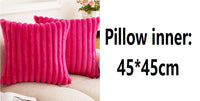 HKM-003155 Plush Vertical Bar Cushion Cover in Milky White and Assorted Colors, 45x45cm