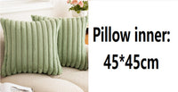 HKM-003155 Plush Vertical Bar Cushion Cover in Milky White and Assorted Colors, 45x45cm