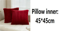 HKM-003155 Plush Vertical Bar Cushion Cover in Milky White and Assorted Colors, 45x45cm