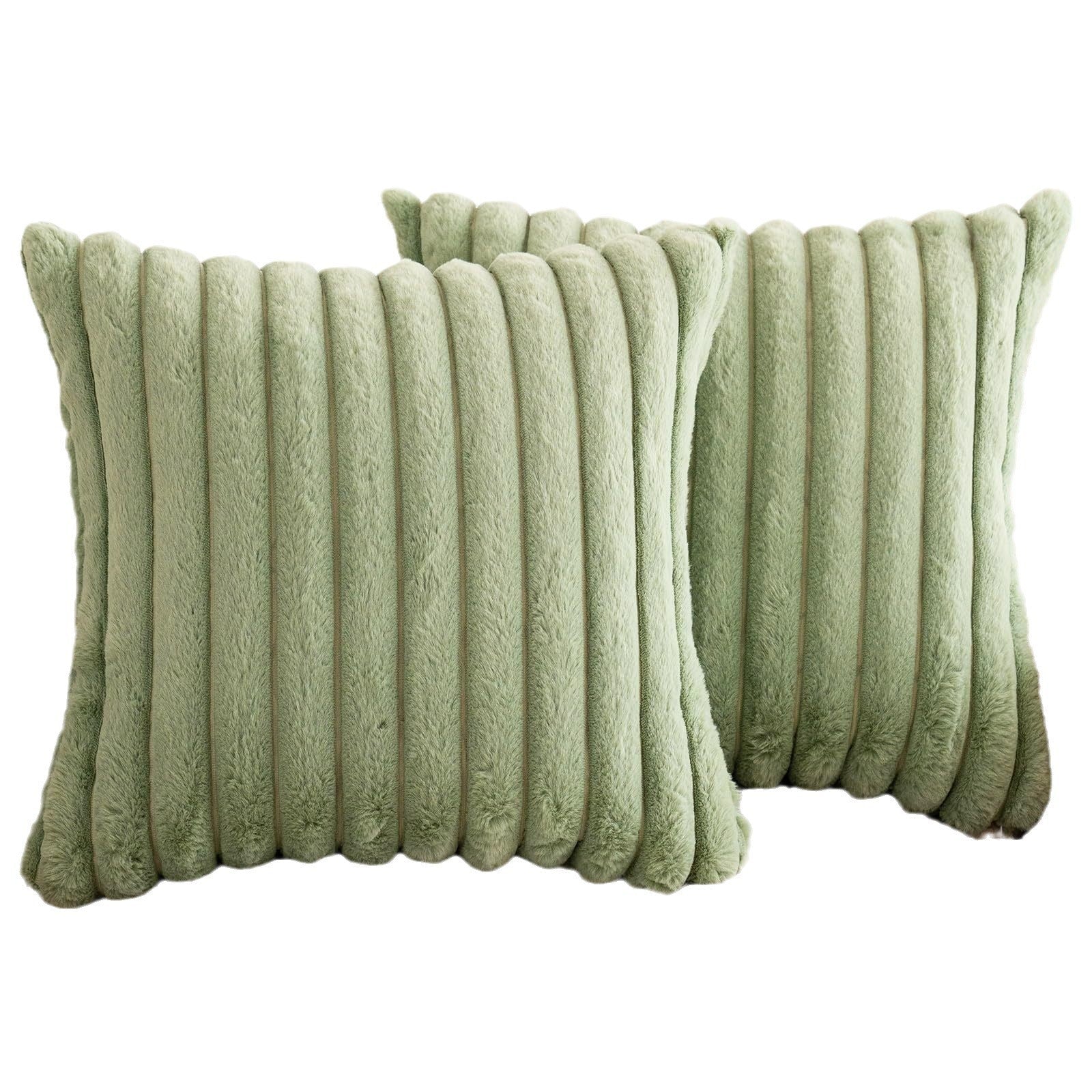 HKM-003155 Plush Vertical Bar Cushion Cover in Milky White and Assorted Colors, 45x45cm