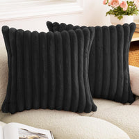 HKM-003155 Plush Vertical Bar Cushion Cover in Milky White and Assorted Colors, 45x45cm