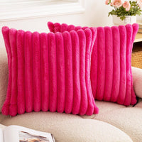 HKM-003155 Plush Vertical Bar Cushion Cover in Milky White and Assorted Colors, 45x45cm