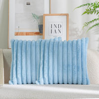 HKM-003155 Plush Vertical Bar Cushion Cover in Milky White and Assorted Colors, 45x45cm