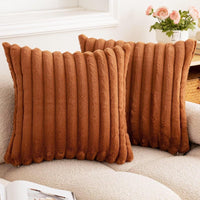 HKM-003155 Plush Vertical Bar Cushion Cover in Milky White and Assorted Colors, 45x45cm