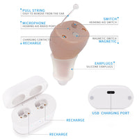 HKM-003155 Rechargeable In-Ear Hearing Aids with One-Click Operation and Low Noise for Elderly Use