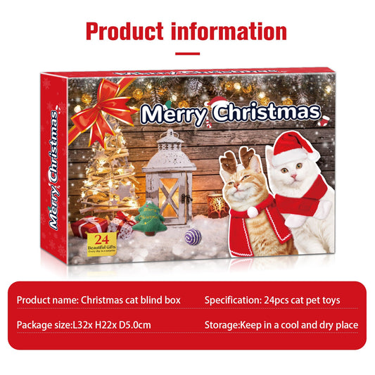HKM-003283 Santa Kitty Countdown Calendar with Plush Cat Toys – 24 Grid Advent Surprise for Ages 7-14