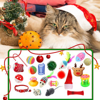 HKM-003283 Santa Kitty Countdown Calendar with Plush Cat Toys – 24 Grid Advent Surprise for Ages 7-14