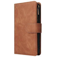HKM-003347 Retro Frosted Zipper Leather Wallet Case for Samsung Models