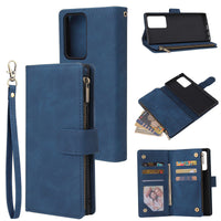 HKM-003347 Retro Frosted Zipper Leather Wallet Case for Samsung Models