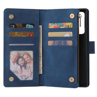 HKM-003347 Retro Frosted Zipper Leather Wallet Case for Samsung Models