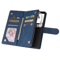 HKM-003347 Retro Frosted Zipper Leather Wallet Case for Samsung Models
