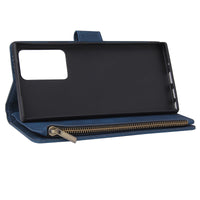 HKM-003347 Retro Frosted Zipper Leather Wallet Case for Samsung Models