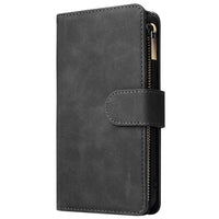 HKM-003347 Retro Frosted Zipper Leather Wallet Case for Samsung Models