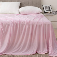 HKM-003411 Cool Silk Summer Nap Blanket - Soft Polyester Fiber, Simple Design, 50x60in & 60x80in Sizes