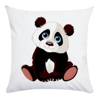 HKM-003795 Cartoon Panda Super Soft Cotton Pillow Cover with Floral Design, 45x45cm