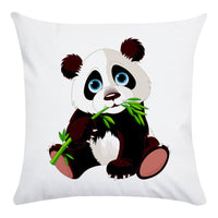 HKM-003795 Cartoon Panda Super Soft Cotton Pillow Cover with Floral Design, 45x45cm