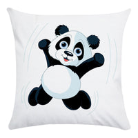 HKM-003795 Cartoon Panda Super Soft Cotton Pillow Cover with Floral Design, 45x45cm