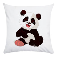 HKM-003795 Cartoon Panda Super Soft Cotton Pillow Cover with Floral Design, 45x45cm