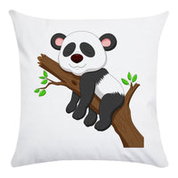 HKM-003795 Cartoon Panda Super Soft Cotton Pillow Cover with Floral Design, 45x45cm