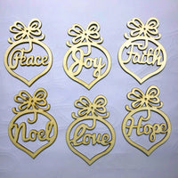 HKM-003859 Christmas Wooden Hollow Pendant Decoration - Set of 6, 7x10cm