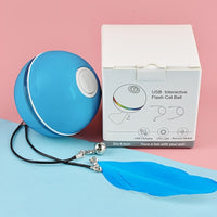 HKM-003859 Electric Cat Toy Toy Ball LED Feather Tease Cat Ball Cat Self Hi Tease Cat Stick USB Rechargeable Tease Cat Supplies