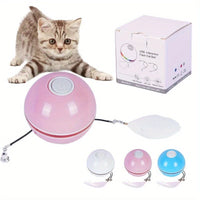 HKM-003859 Electric Cat Toy Toy Ball LED Feather Tease Cat Ball Cat Self Hi Tease Cat Stick USB Rechargeable Tease Cat Supplies
