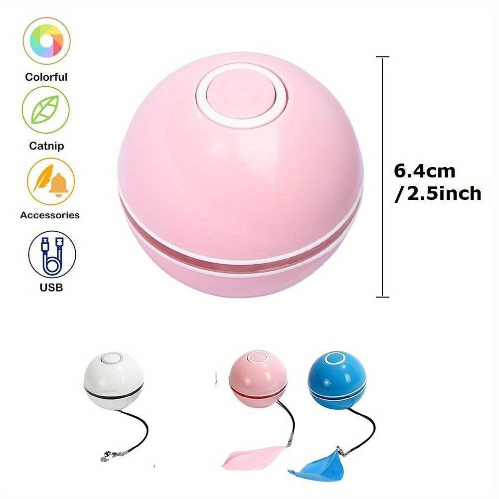 HKM-003859 Electric Cat Toy Toy Ball LED Feather Tease Cat Ball Cat Self Hi Tease Cat Stick USB Rechargeable Tease Cat Supplies