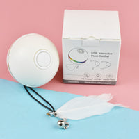 HKM-003859 Electric Cat Toy Toy Ball LED Feather Tease Cat Ball Cat Self Hi Tease Cat Stick USB Rechargeable Tease Cat Supplies