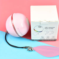 HKM-003859 Electric Cat Toy Toy Ball LED Feather Tease Cat Ball Cat Self Hi Tease Cat Stick USB Rechargeable Tease Cat Supplies