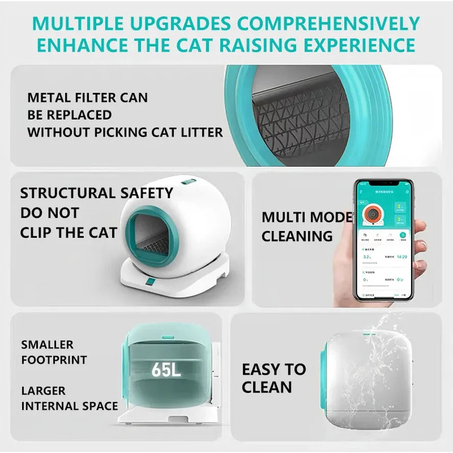 KTX-003859 Luxury Fully Automatic Intelligent Cat Litter Box with Self-Cleaning Function