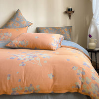HKM-004051 French Yarn-Dyed Jacquard Cotton Gauze 4-Piece Bedding Set - Floral Design