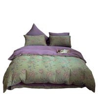 HKM-004051 French Yarn-Dyed Jacquard Cotton Gauze 4-Piece Bedding Set - Floral Design