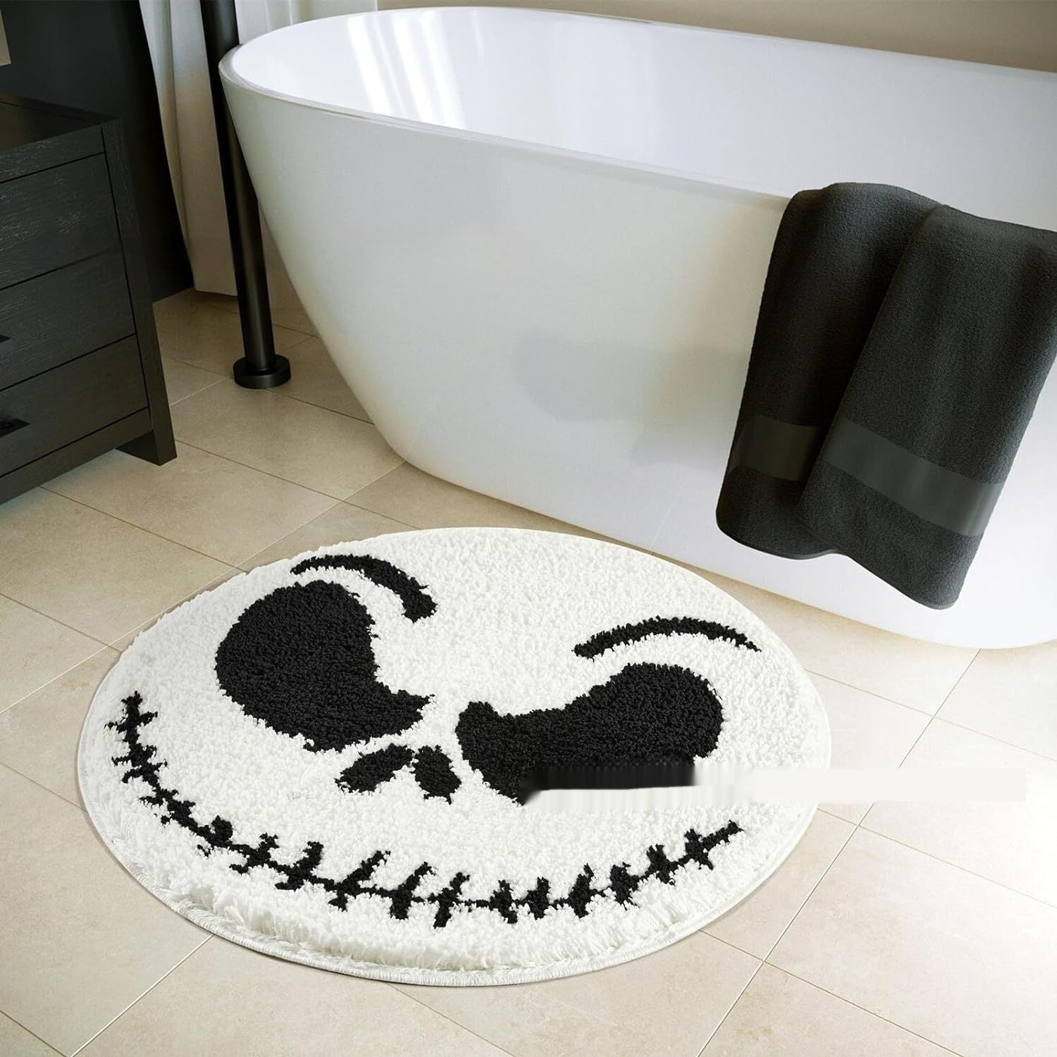 HKM-004307 Christmas-Themed Easy Care Polyester Fiber Round Carpet - Multiple Designs Available