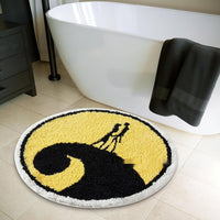 HKM-004307 Christmas-Themed Easy Care Polyester Fiber Round Carpet - Multiple Designs Available