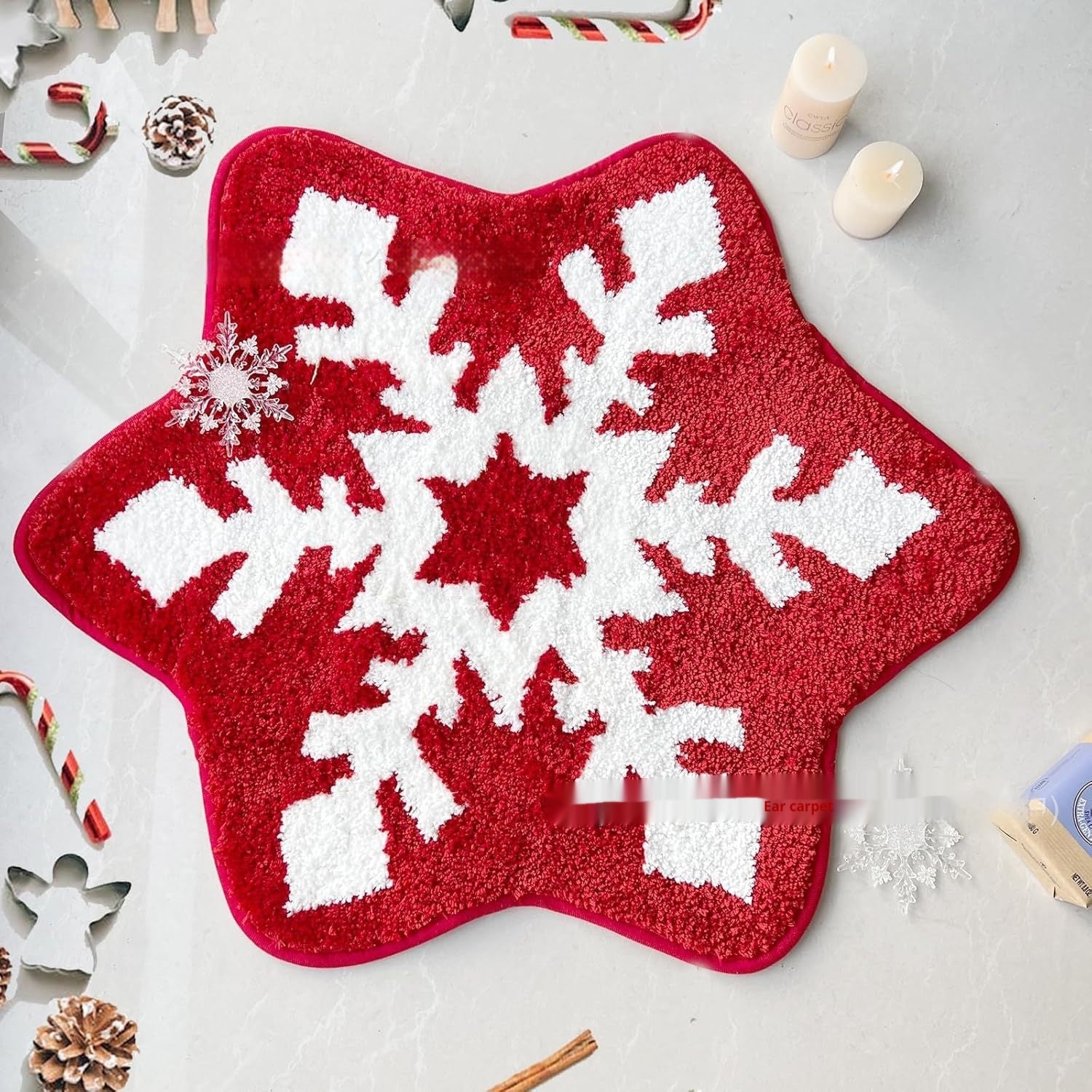 HKM-004307 Christmas-Themed Easy Care Polyester Fiber Round Carpet - Multiple Designs Available