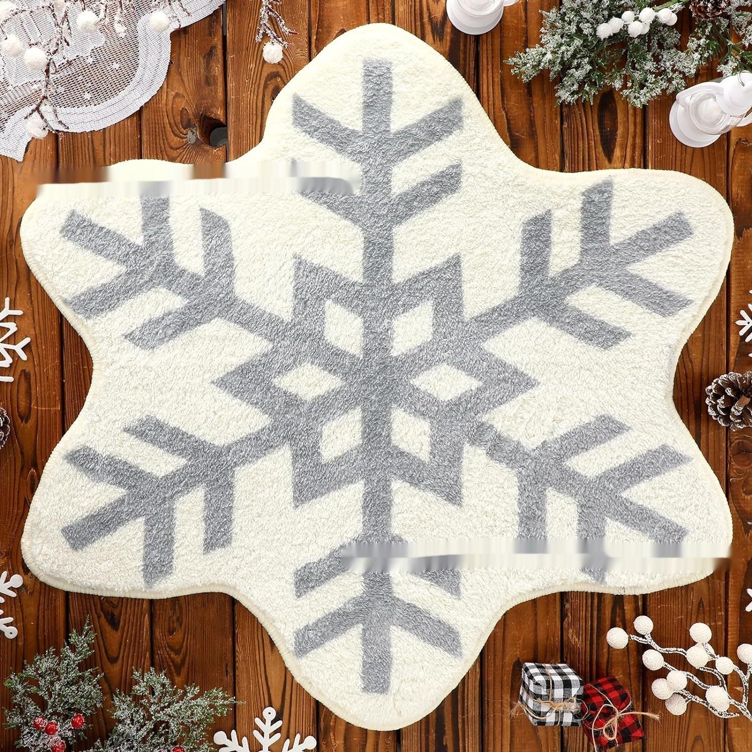 HKM-004307 Christmas-Themed Easy Care Polyester Fiber Round Carpet - Multiple Designs Available