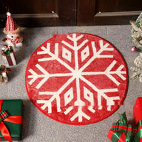 HKM-004307 Christmas-Themed Easy Care Polyester Fiber Round Carpet - Multiple Designs Available