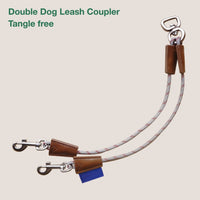 HKM-004371 Two-Headed Anti-Tangle Dog Leash - Durable Nylon, Grey, Small to Medium Size