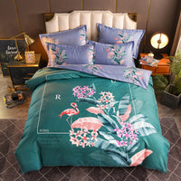 HKM-004563 Floral Patterned Four-Piece Cashmere Bed Set for 1.5m, 1.8m, and 2.0m Beds