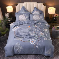 HKM-004563 Floral Patterned Four-Piece Cashmere Bed Set for 1.5m, 1.8m, and 2.0m Beds