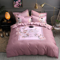 HKM-004563 Floral Patterned Four-Piece Cashmere Bed Set for 1.5m, 1.8m, and 2.0m Beds