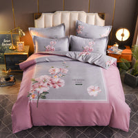HKM-004563 Floral Patterned Four-Piece Cashmere Bed Set for 1.5m, 1.8m, and 2.0m Beds
