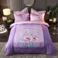 HKM-004563 Floral Patterned Four-Piece Cashmere Bed Set for 1.5m, 1.8m, and 2.0m Beds