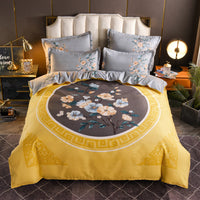 HKM-004563 Floral Patterned Four-Piece Cashmere Bed Set for 1.5m, 1.8m, and 2.0m Beds