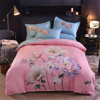 HKM-004563 Floral Patterned Four-Piece Cashmere Bed Set for 1.5m, 1.8m, and 2.0m Beds
