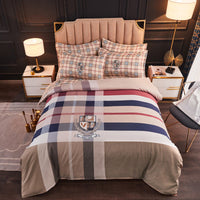 HKM-004563 Floral Patterned Four-Piece Cashmere Bed Set for 1.5m, 1.8m, and 2.0m Beds