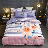 HKM-004563 Floral Patterned Four-Piece Cashmere Bed Set for 1.5m, 1.8m, and 2.0m Beds