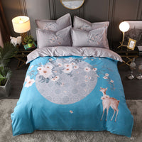 HKM-004563 Floral Patterned Four-Piece Cashmere Bed Set for 1.5m, 1.8m, and 2.0m Beds