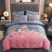 HKM-004563 Floral Patterned Four-Piece Cashmere Bed Set for 1.5m, 1.8m, and 2.0m Beds