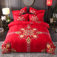 HKM-004563 Floral Patterned Four-Piece Cashmere Bed Set for 1.5m, 1.8m, and 2.0m Beds